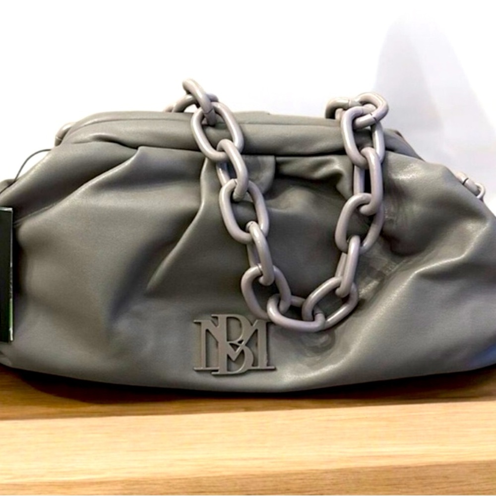 New Badgley Mishcka Grey Wrapped Frame Crossbody/Clutch with Removable Chain